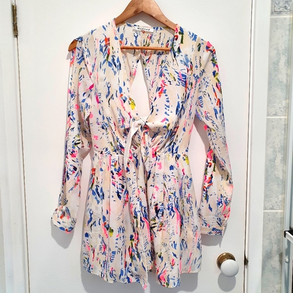 NuClad Pants - NuClad size small white/neon long sleeve playsuit